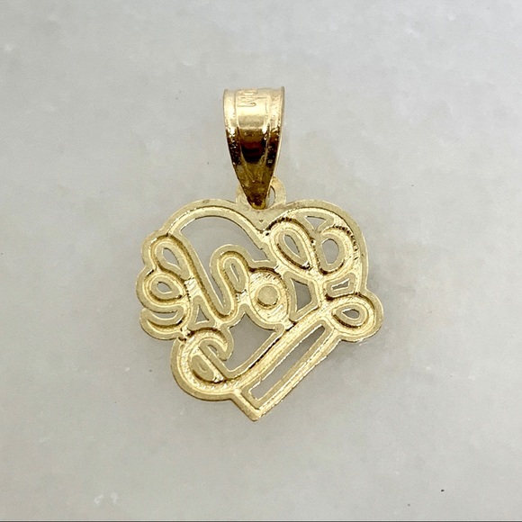 10K White & Yellow Gold Heart Love Pendant .41g - New, great gift - Picture 2 of 4